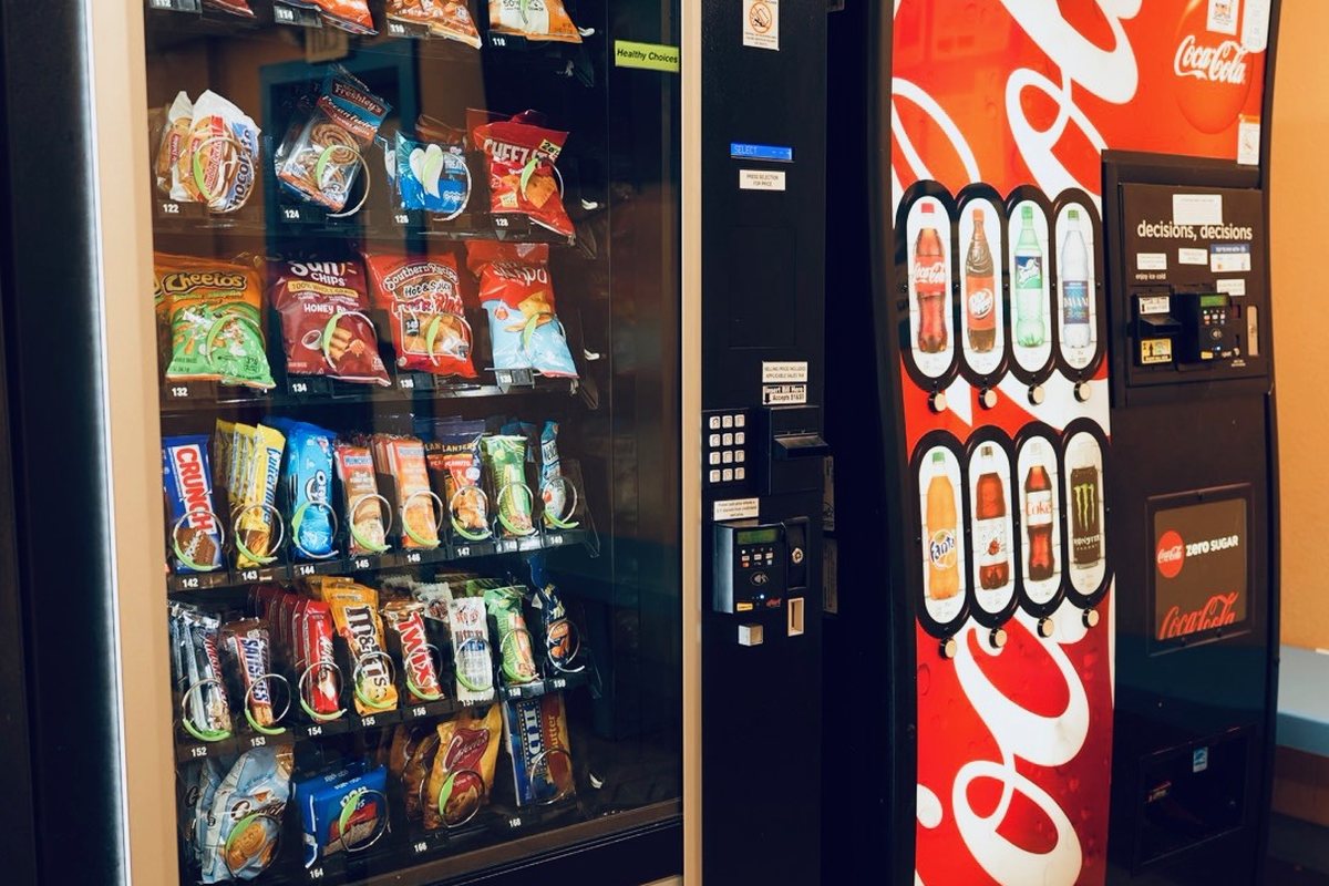 Snack and drink vending machines at WaveMAX Laundry Temple, TX